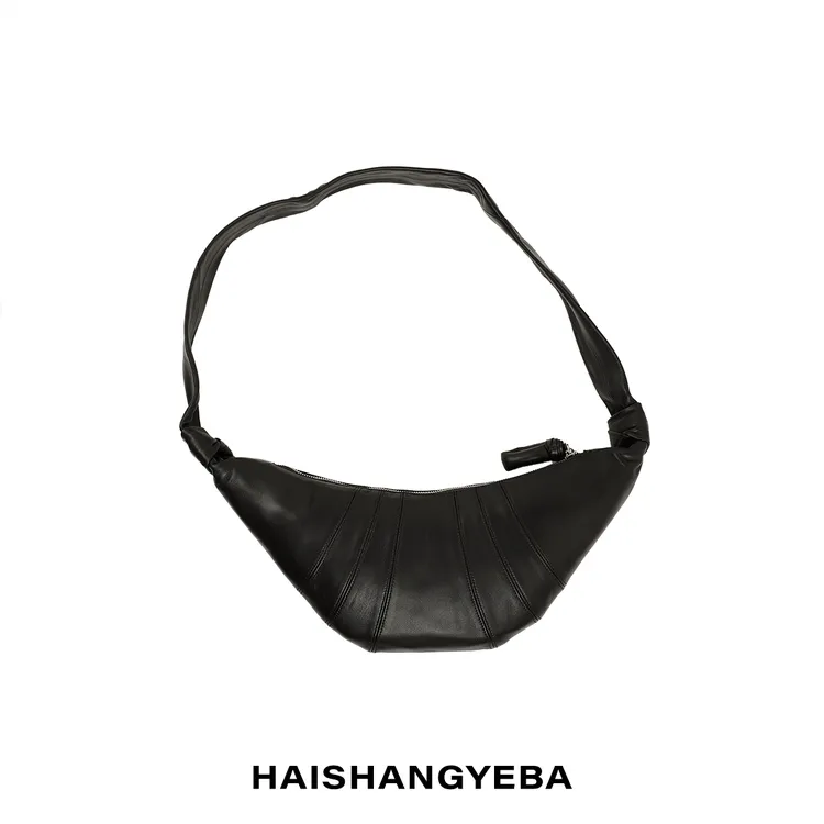 【海上叶爸】新款2025百搭羊皮牛角斜挎单肩包