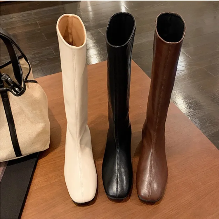 葡萄妈同款内增高4cm长筒瘦瘦靴女2025新款冬季平底中高筒骑士靴