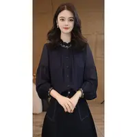 【小陈甄选】曼贝衬衫女士高级显瘦8593148藏青色气质衬衣