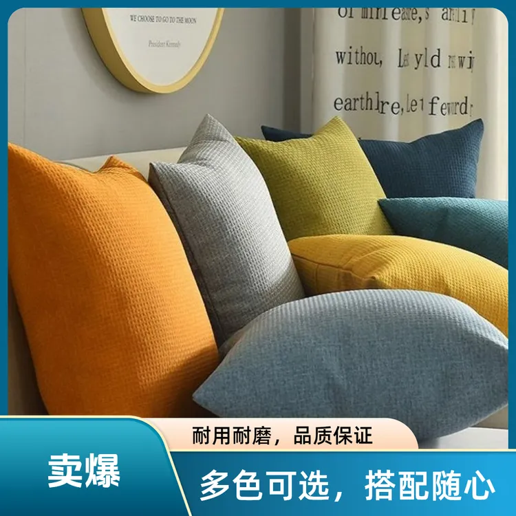 加厚沙发抱枕套简约纯色沙发靠垫床头靠枕办公室民宿腰枕家用布艺