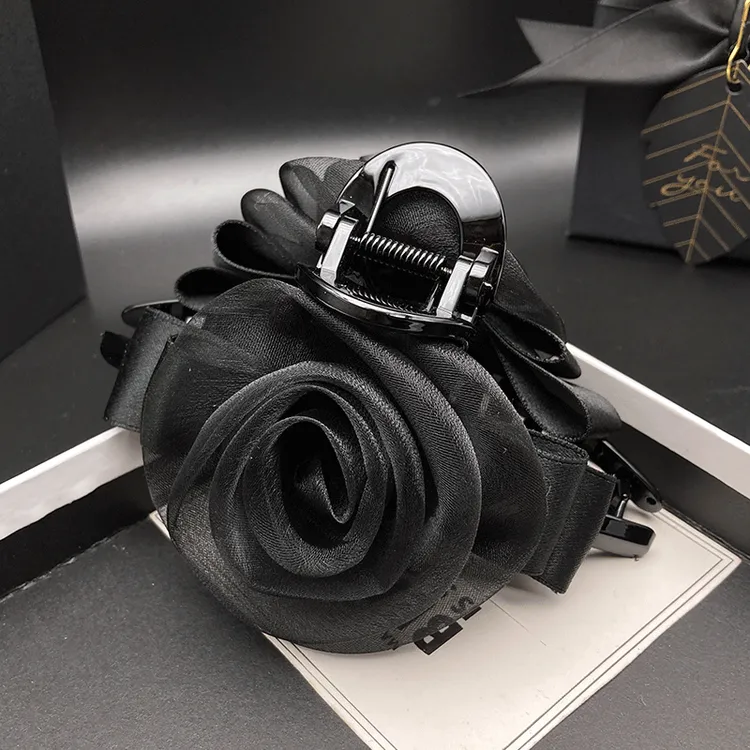 鲨鱼夹女头饰原创设计发饰顶夹森系抓夹复古气质黑色百搭简约发夹