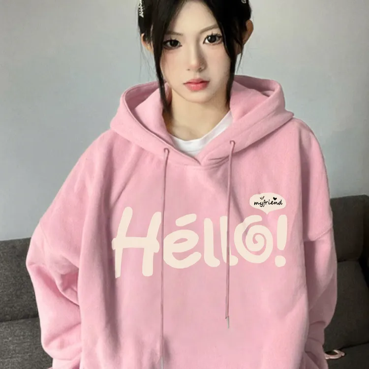 顶瓜瓜加大码300斤甜美多巴胺休闲连帽卫衣男女秋冬宽松百搭上衣