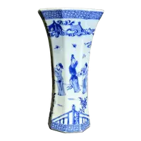 25260028x青花佛殿奇缘故事纹八方花觚