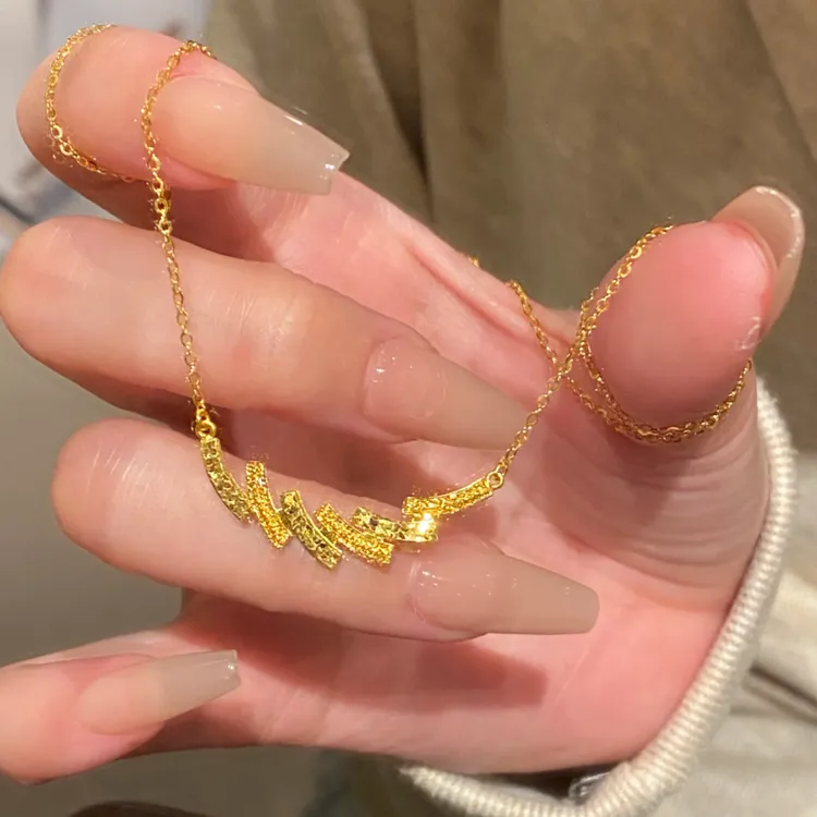 铜合金项链 碎冰冰海浪项链轻奢小众设计高级感精致百搭锁骨链