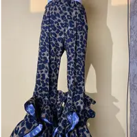 国庆之后发货豹纹花朵长裤潮服模特走秀潮服时尚