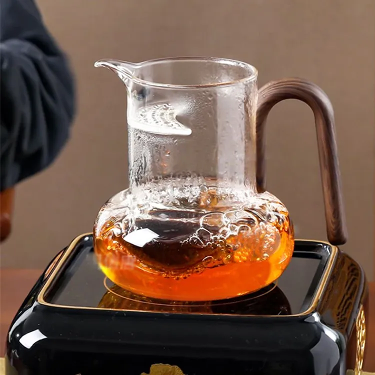 轻奢大肚月牙杯茶水分离茶道过滤杯耐热玻璃可烧煮泡茶杯