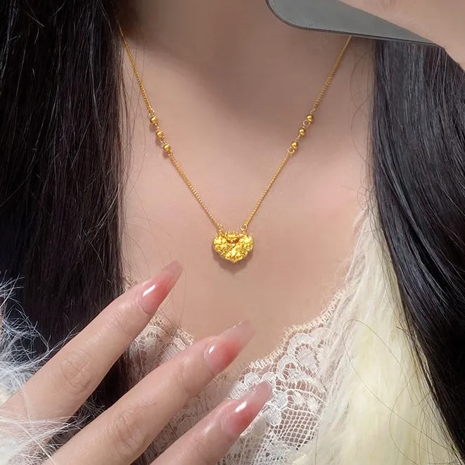 铜合金项链 锦鲤项链平安锁气质黄金色首饰轻奢锁包夏季女款颈链