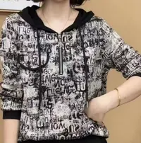 B608#秋季连帽碎花卫衣式打底衫（XL~5XL 90~150斤）