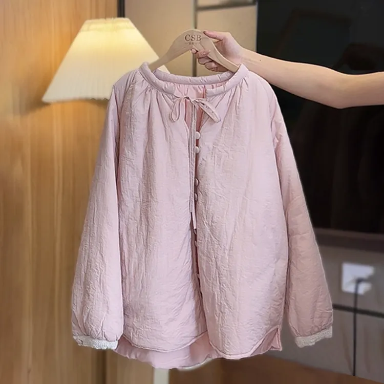 孕妇棉衣棉服秋冬波点抽绳加厚孕妇裤孕妇阔腿裤抽绳宽松复古