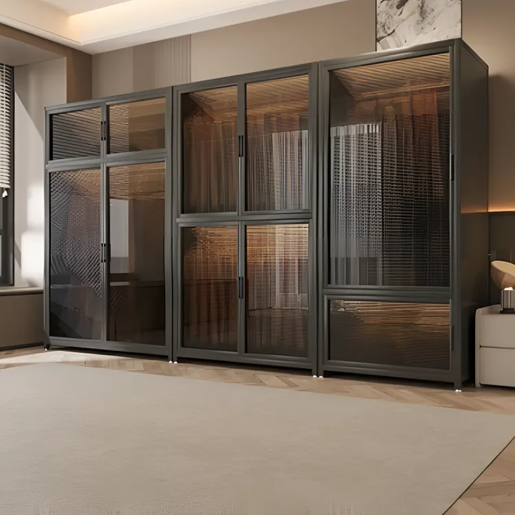 衣柜卧室家用金属组合衣柜大容量衣服收纳柜出租房落地式防尘衣柜