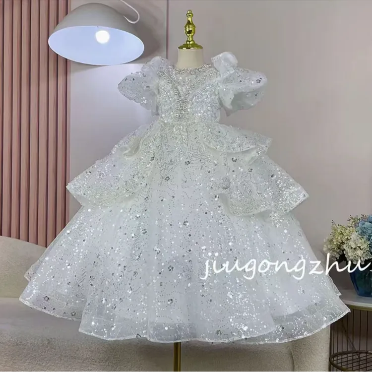 【白雪公主】纯白色女童公主裙花童礼服走秀生日主持花童表演蓬蓬纱