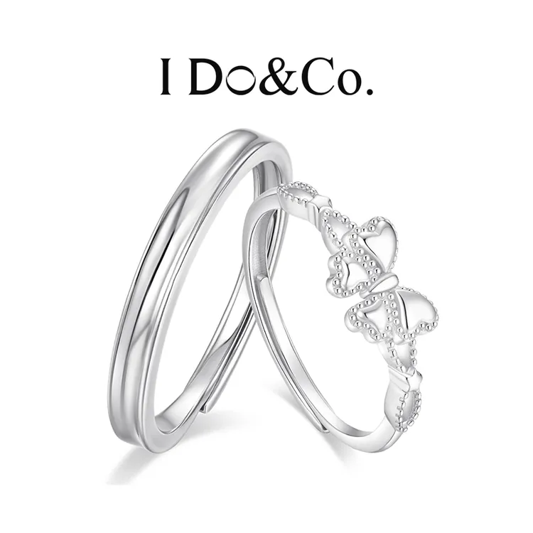 I Do&Co. 925银戒指 蝶舞情侣对戒 开口轻奢高级感生日礼物送女友