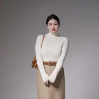 【刘诗诗同款】扬子纱100%美丽诺羊毛高领针织衫女上衣2509AL9410