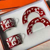 未使用 Hermes/爱马仕 【jessie】西班牙阳台 160ml杯碟礼盒套装