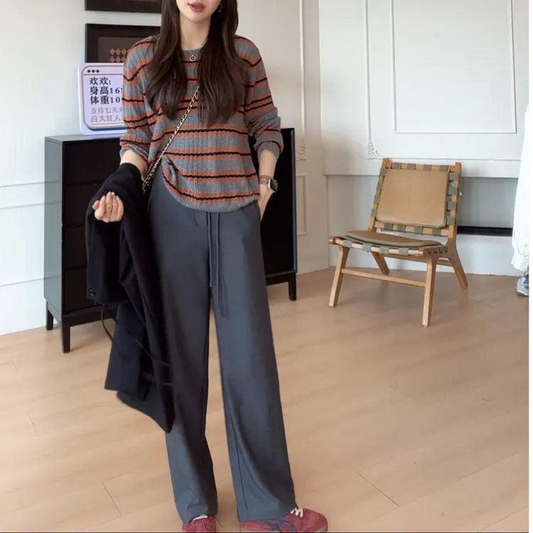 2025年秋季休闲时尚百搭舒适显瘦系带拼接西裤-YHK50326