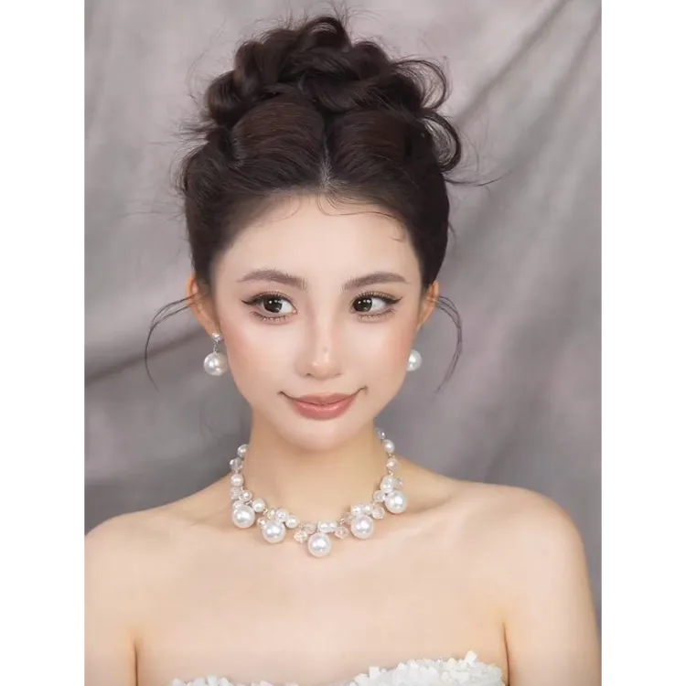 合金婚庆饰品 精美新娘项链➕耳针饰599