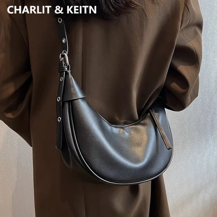 CHARLIT&KEITN饺子包女2025新款小众真皮腋下包大容量单肩斜挎包