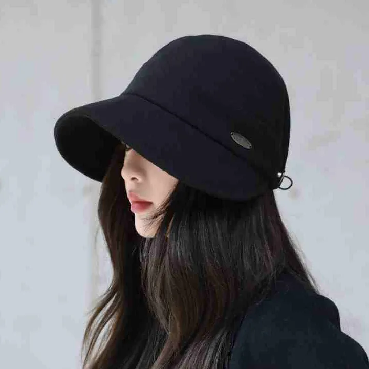 赵露思同款可挂口罩渔夫帽子女春秋季新款宽檐显脸小大头围鸭舌帽