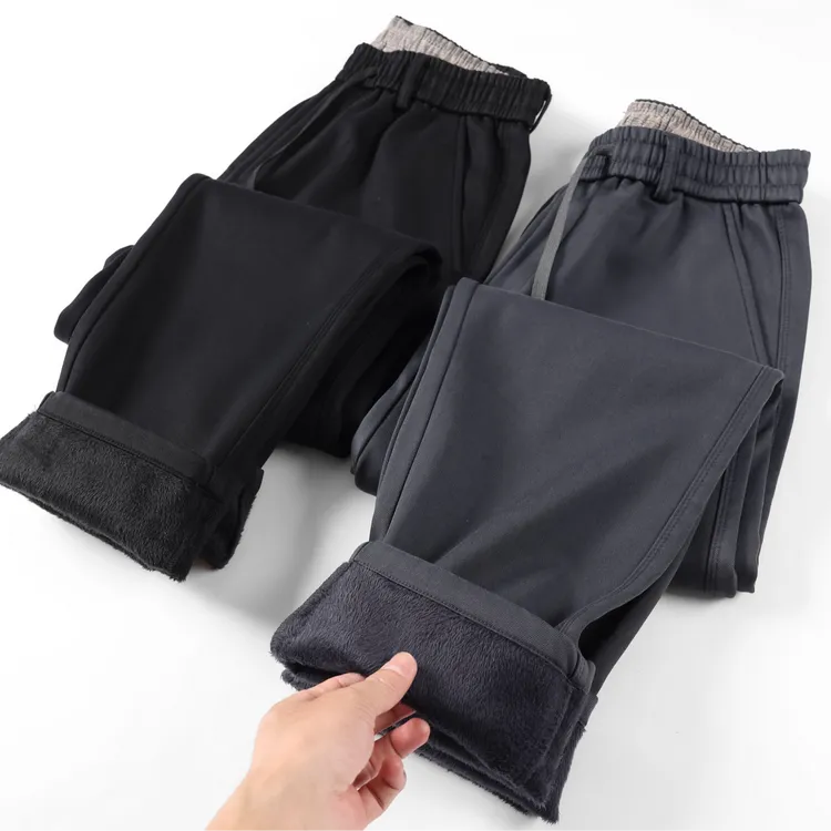 莱赛尔天丝棉加绒加厚保暖男士高腰抗皱宽松休闲裤男裤直筒长裤