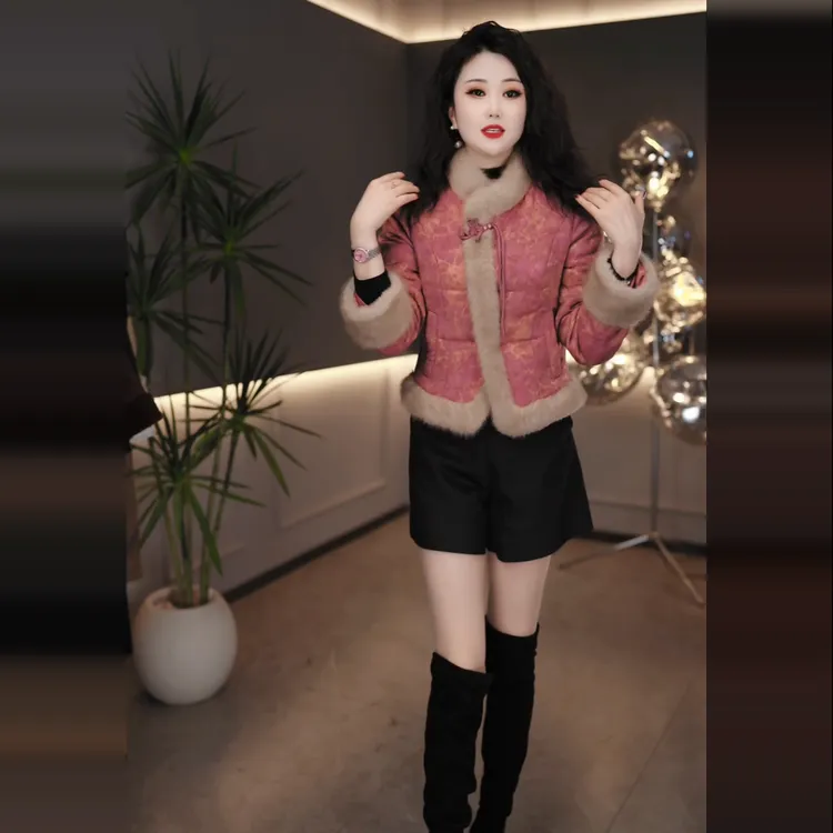 2025冬新款加厚加绒新中式国风棉衣复古提花优雅保暖棉外套小香风