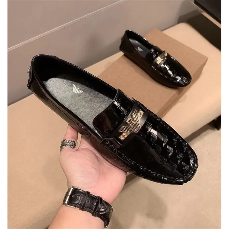 AMI DRAJK秋冬潮牌漆皮豆豆鞋韩版时尚休闲皮鞋百搭真皮套脚懒人