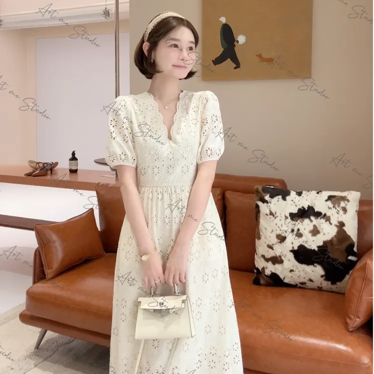 Artme瓜瓜呀【香草奶昔花边镂空半袖连衣裙】w1308p2
