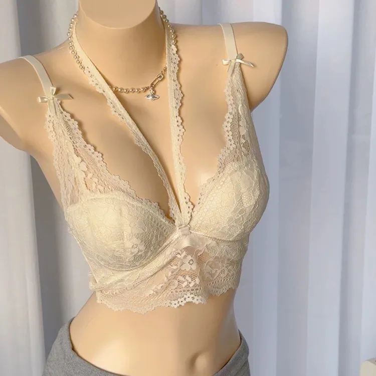 维多利亚纯欲风小胸罩性感蕾丝内衣女聚拢收副乳胸罩无钢圈文胸罩