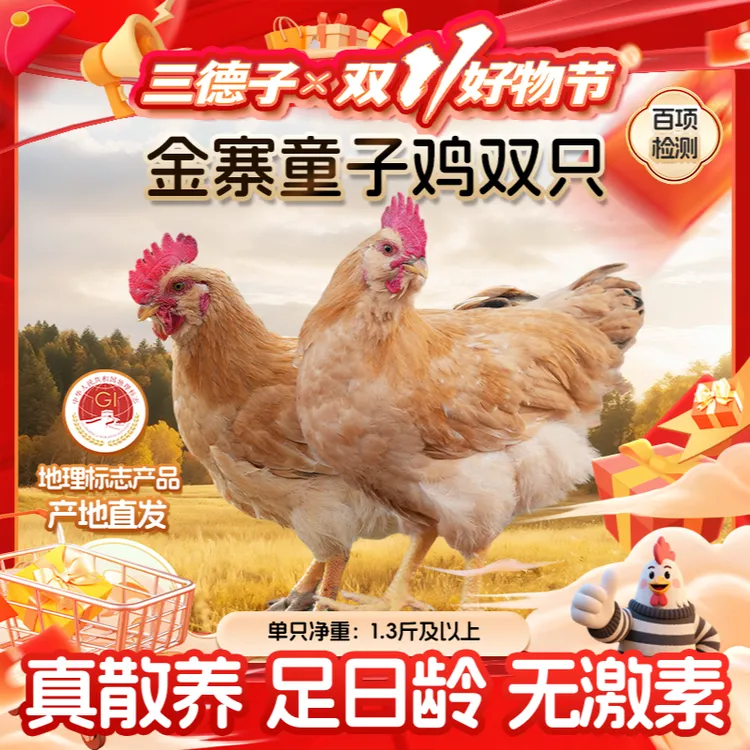 三德子【金寨童子鸡2只】孩子爱吃山地散养跑山鸡清蒸白切安徽发货