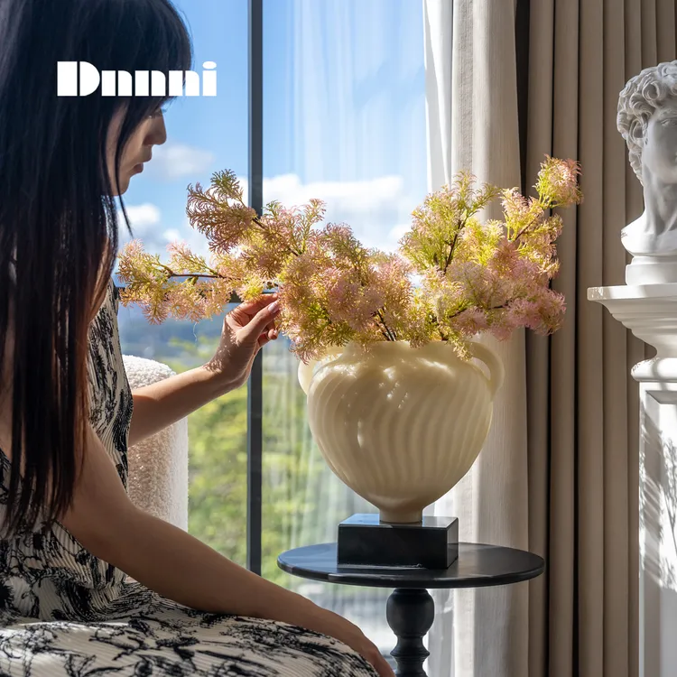 Dnnni法式中古风双耳花器客厅卧室花瓶餐厅店铺商业软装饰品摆件