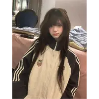 秋冬熊猫配色高级设计感小众百搭休闲学生ins风韩版卫衣开衫女