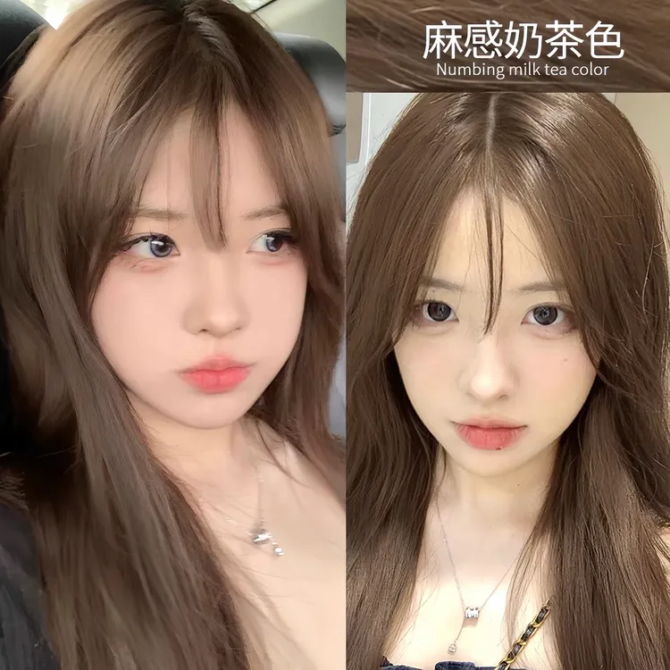 麻感奶茶色染发膏剂天然植物纯冷雾黑巧不伤发莫奈肉桂减龄流行色