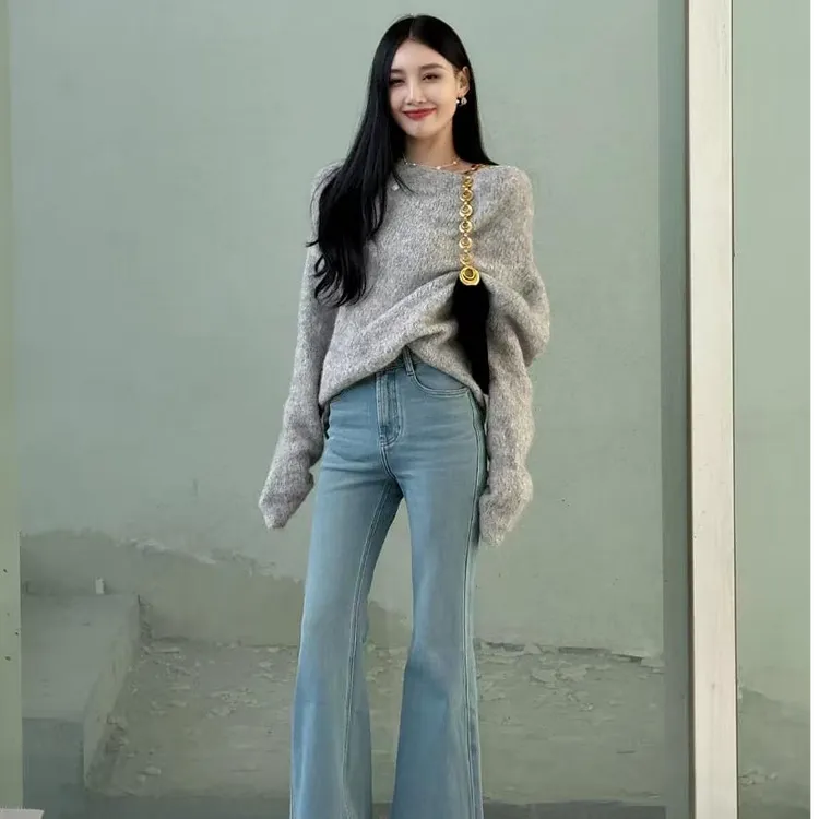 时尚套装针织宽松套头上衣气质显瘦洋气休闲百搭慵懒风毛衣长裤女