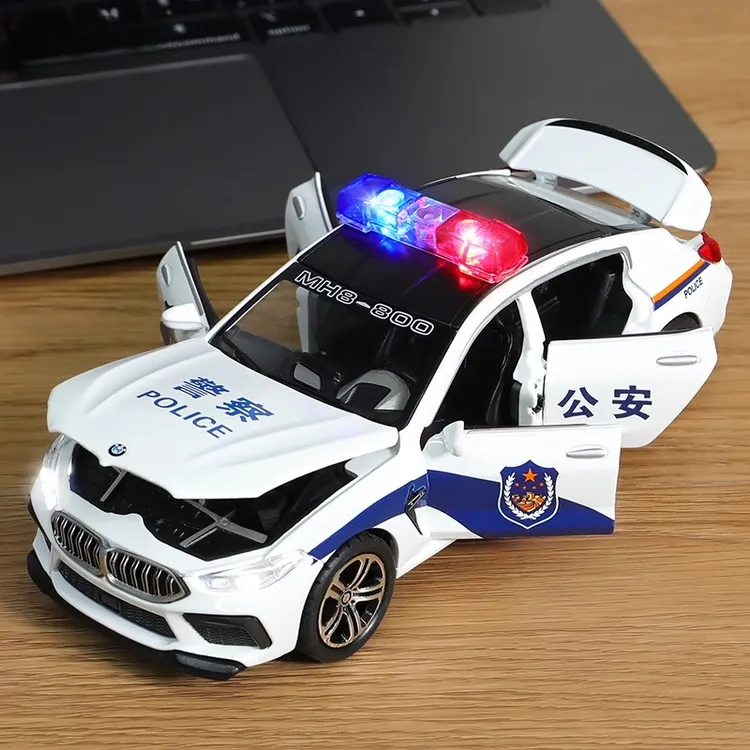 仿真合金警车玩具儿童警察车小汽车玩具男孩3特警110公安车M8模型