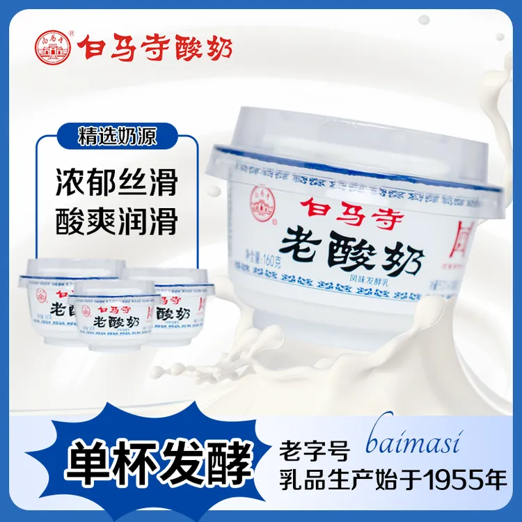 白马寺原味老酸奶160g*12杯装风味河南老字号酸奶白马寺酸奶