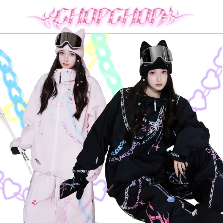 CHOP CHOP26新品【霓虹链影】重工限定钉钻短款背带裤3L滑雪服套装