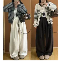 【交个朋友专属】复古弯刀裤女冬宽松加绒加厚休闲裤垂感毛呢阔腿裤