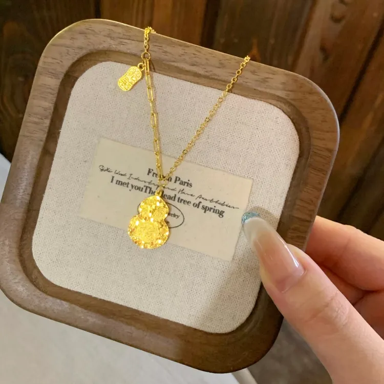 铜合金项链 新中式爆闪碎碎冰福字葫芦项链女轻奢精美百搭不掉色