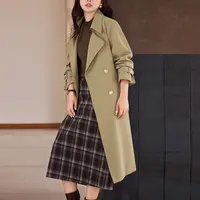 MsShe大码女装2025秋装英伦风气质双排扣配腰带风衣J~B2508015