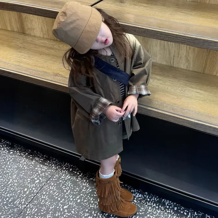 女童外套秋装洋气韩版风衣2025新款女孩时髦衣服儿童潮酷痞帅童装