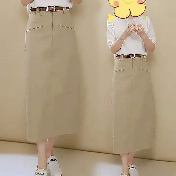 高腰半身裙女2025新款西装裙宽松显瘦a字裙春夏季薄款气质长裙子