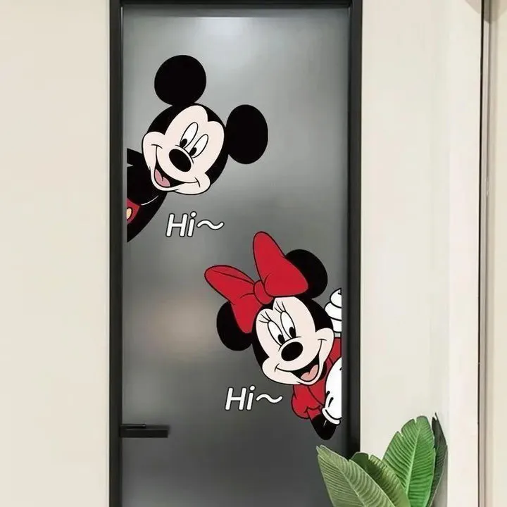 米奇米妮卫生间玻璃门静电贴贴膜厕所门窗装饰画浴室门高级感贴膜