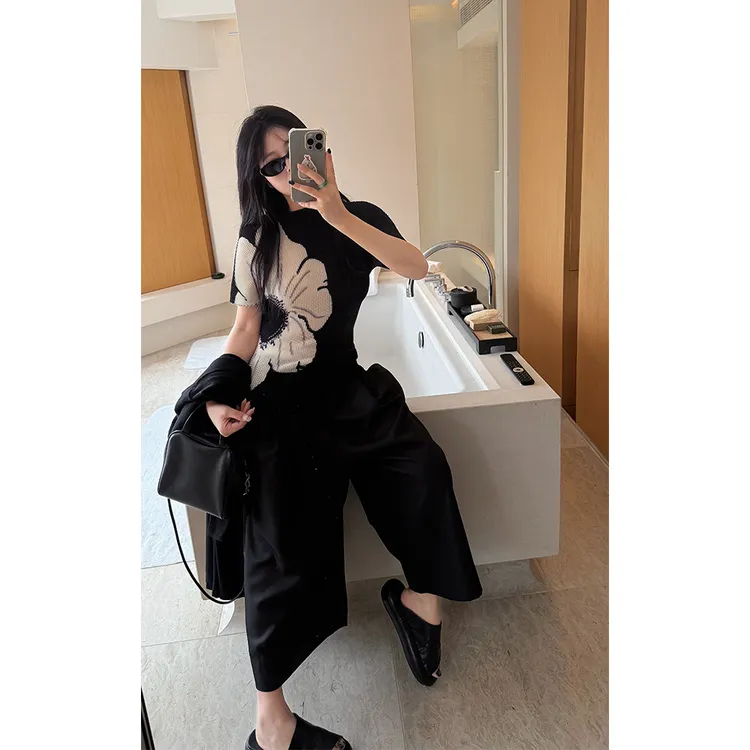 LA CALLA松紧腰极简法式七分裤OY-M-5363