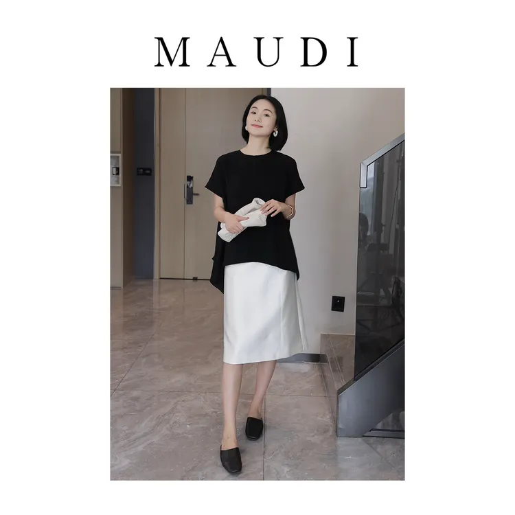 MAUDI【优雅格调 醋酸上衣】法式赫本风进口醋酸优雅上衣8122短袖