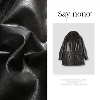 懒猫nono│Saynono 真皮牛皮皮衣带毛领中长款外套/GD9018