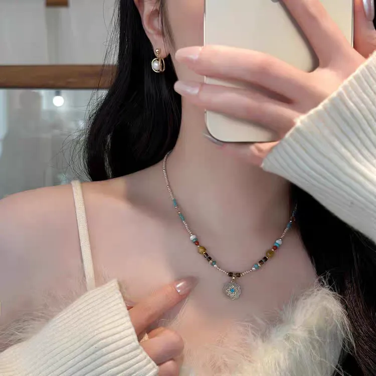 铜合金珐琅项链 十里间【太阳花2】串珠项链锁骨链