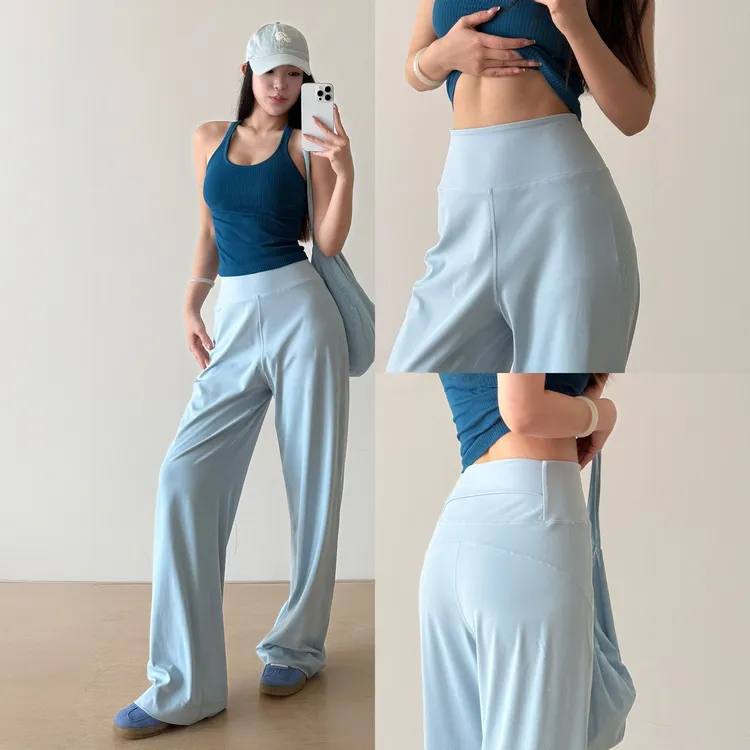 lulu瑜伽裤秋冬高腰外穿宽松直筒健身裤跑步普拉提训练舞蹈运动裤