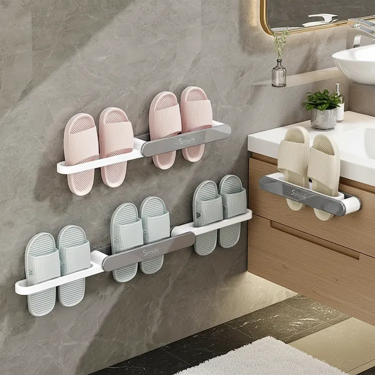 浴室免打孔拖鞋架卫生间置物架鞋子收纳壁挂简易鞋架拖鞋挂架家用