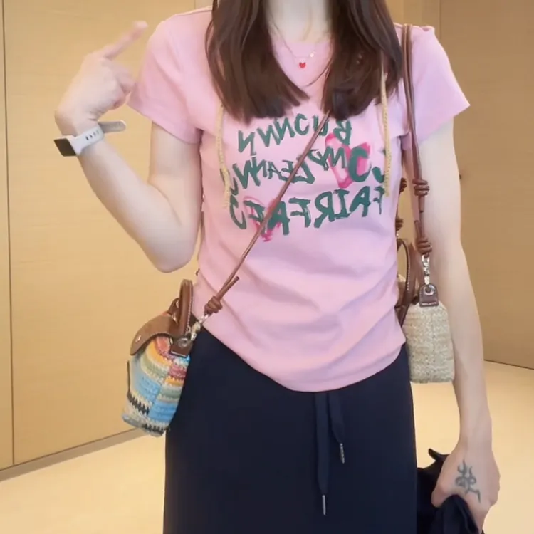圆领运动T恤女春夏透气简约休闲百搭短袖C5577