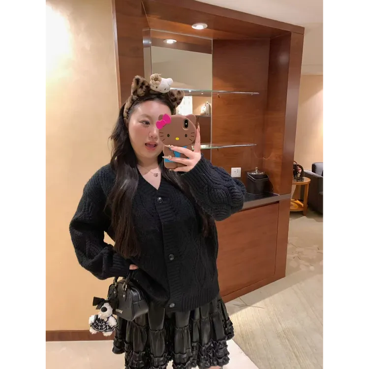 慧芝huizhi 21620开衫外套 定制款 宽松通勤微胖显瘦毛衣
