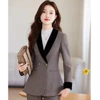W8016西装套装女秋冬撞色气质职业装正装轻奢高端西服职场工作服